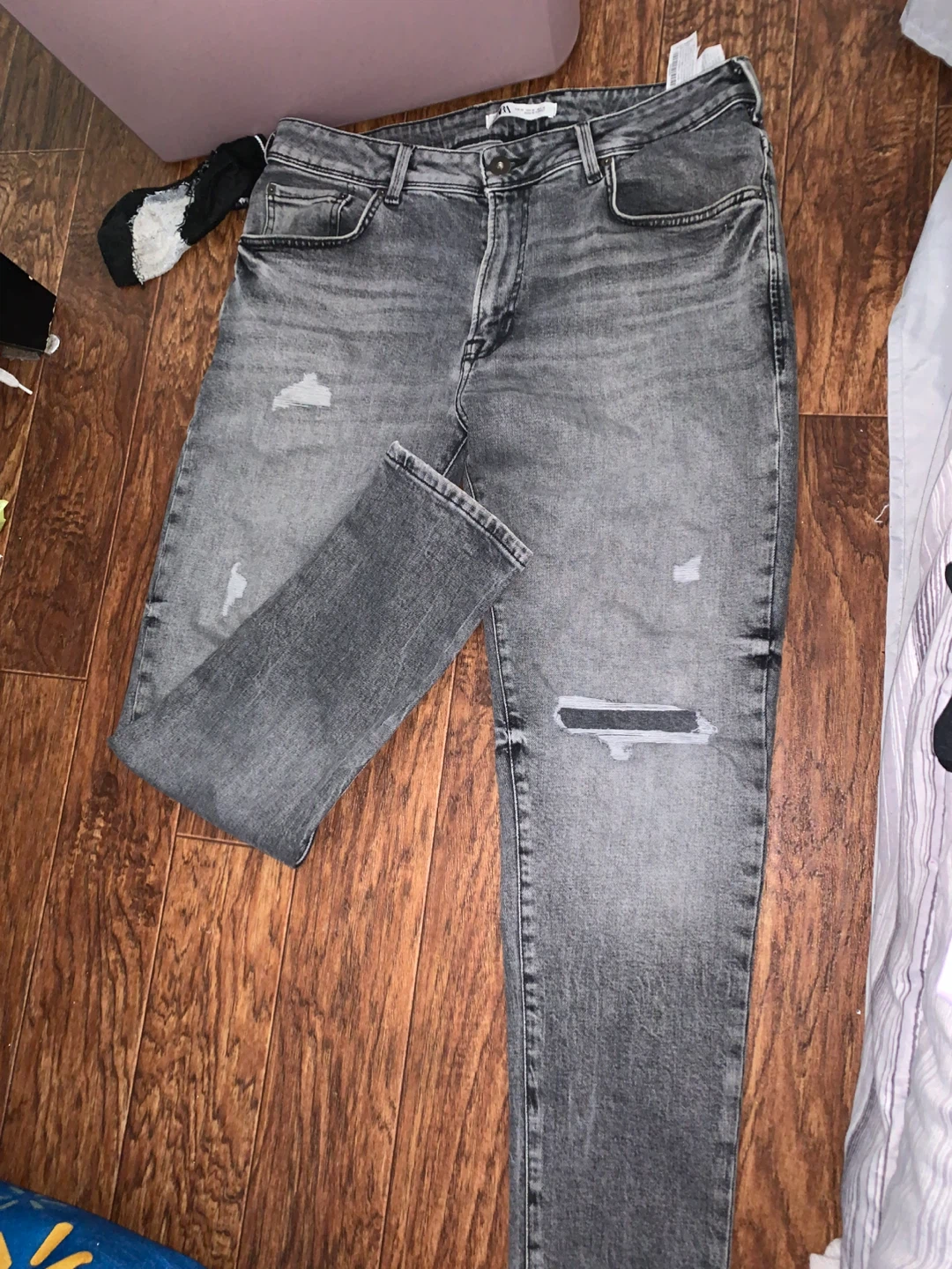 ZARA Grey Distressed Jeans - photo 4