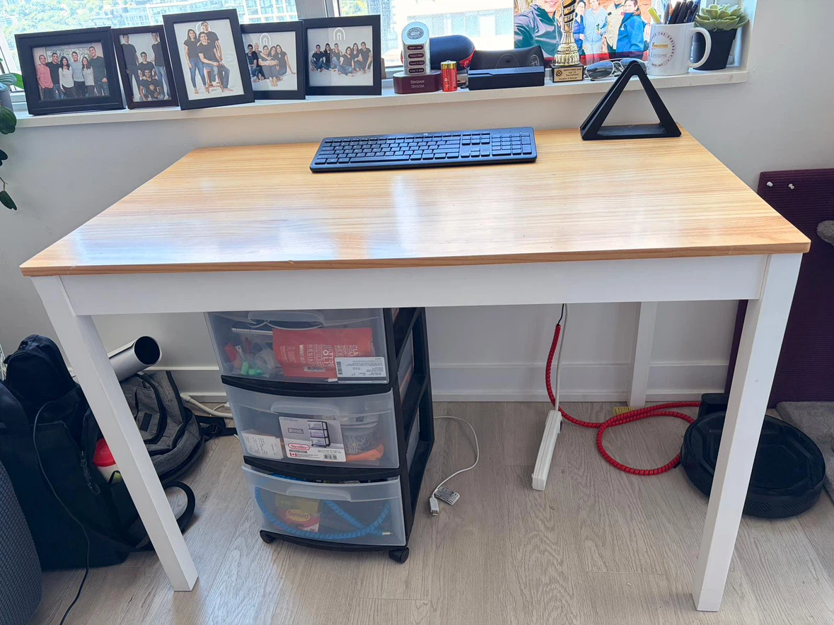 Wooden Desk with White Frame
