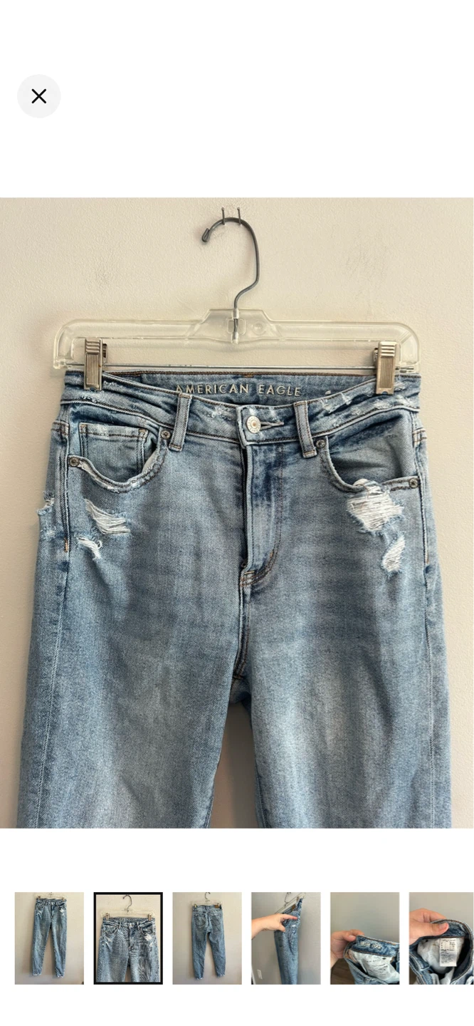 American Eagle Mom Jean Light Wash Distressed Denim - photo 2