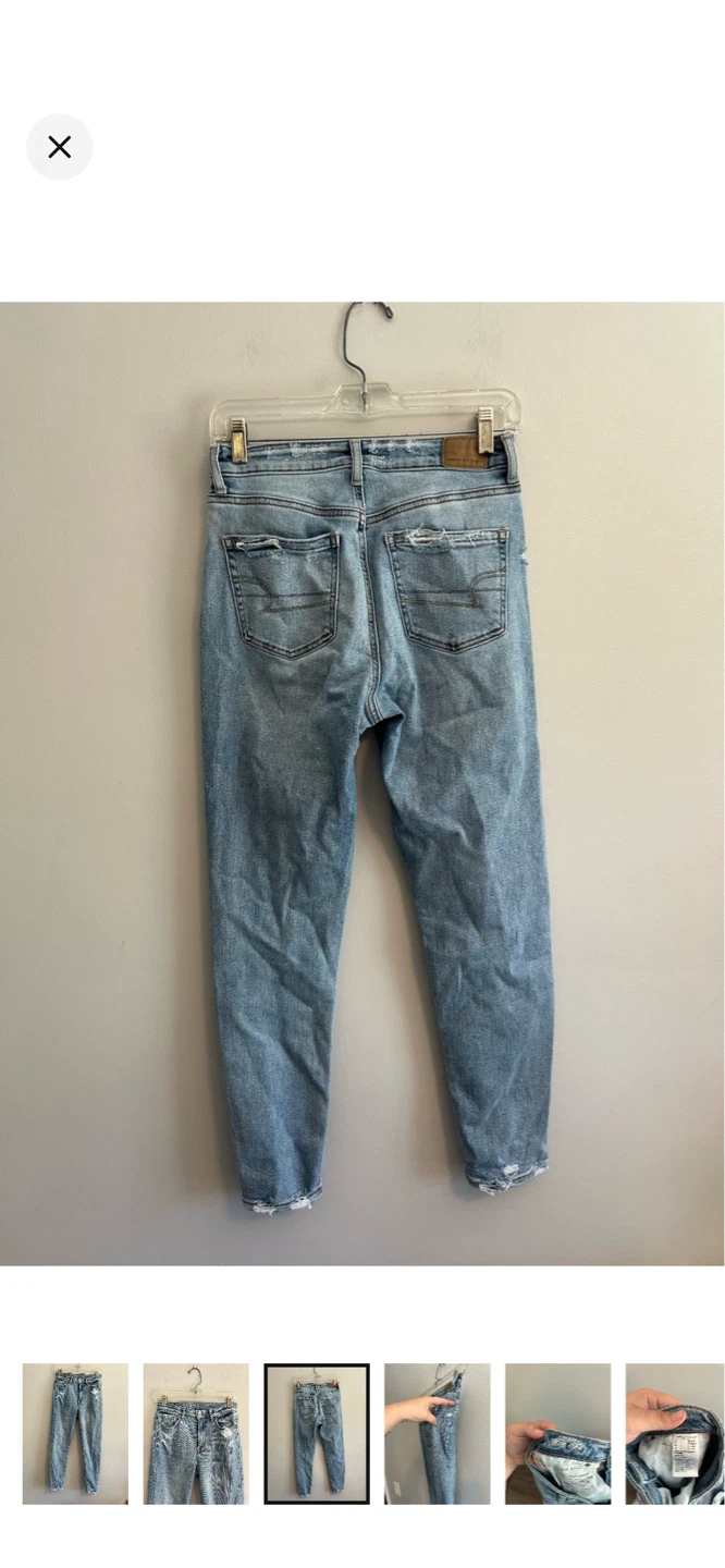 American Eagle Mom Jean Light Wash Distressed Denim - photo 3