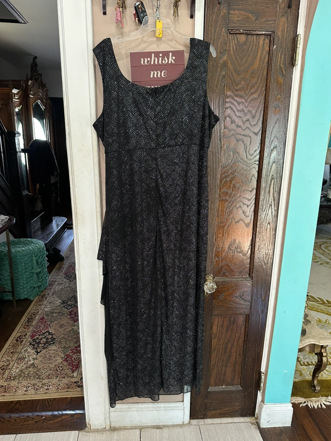 R&M Richards Black Sparkle Draped Maxi Dress - photo 5