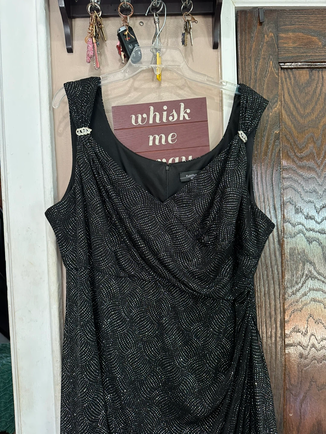 R&M Richards Black Sparkle Draped Maxi Dress - photo 2