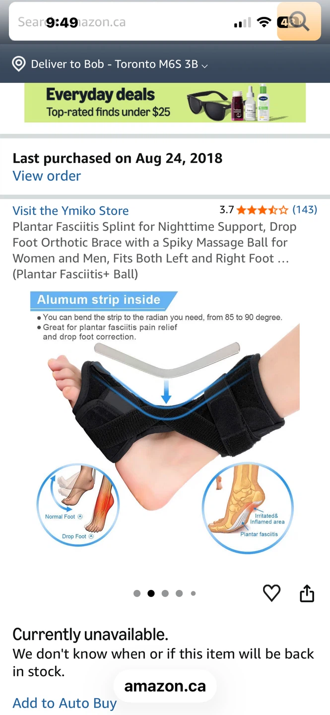 Plantar Fasciitis Support Splint with Massage Ball