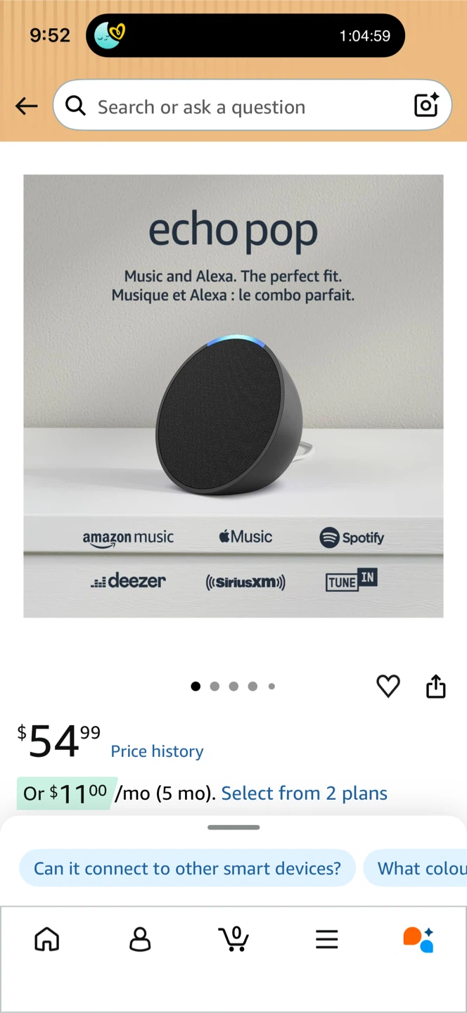 Amazon Echo Pop Smart Speaker - White - photo 2