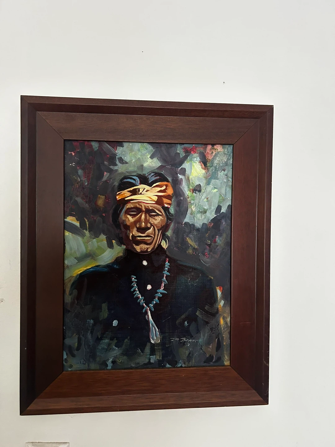 Framed Oil Painting Portrait of a Navajo Potter