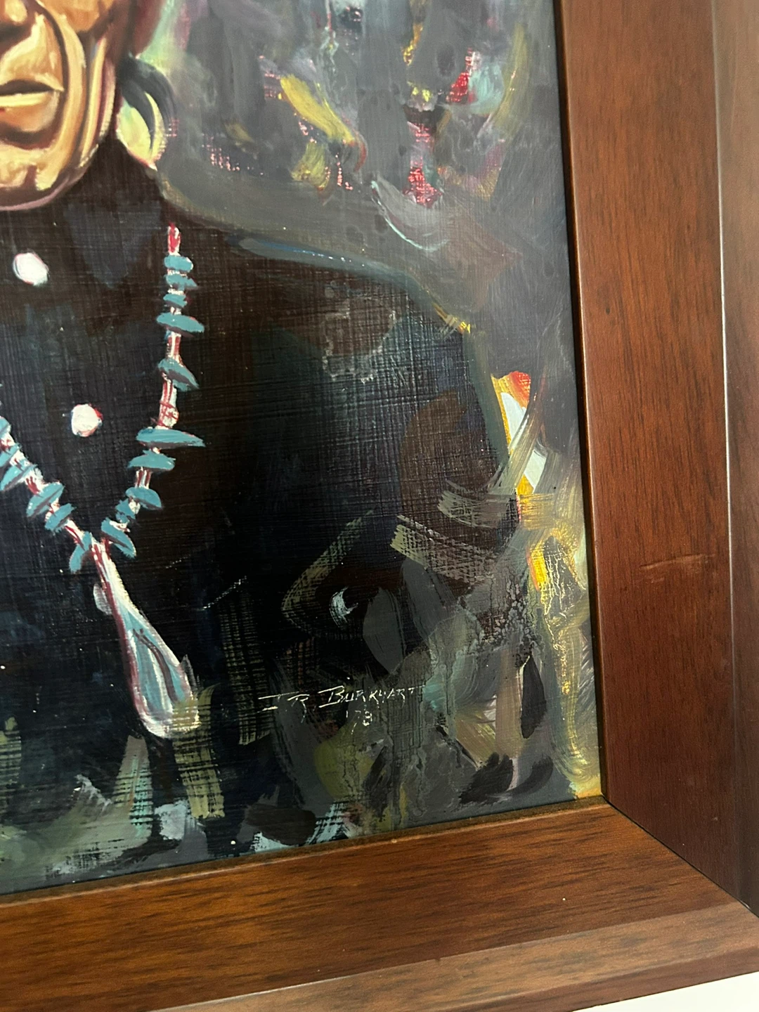 Framed Oil Painting Portrait of a Navajo Potter - photo 2