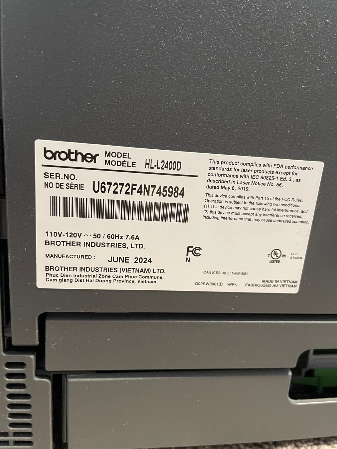 Brother HL-L2400D Monochrome Laser Printer - photo 5