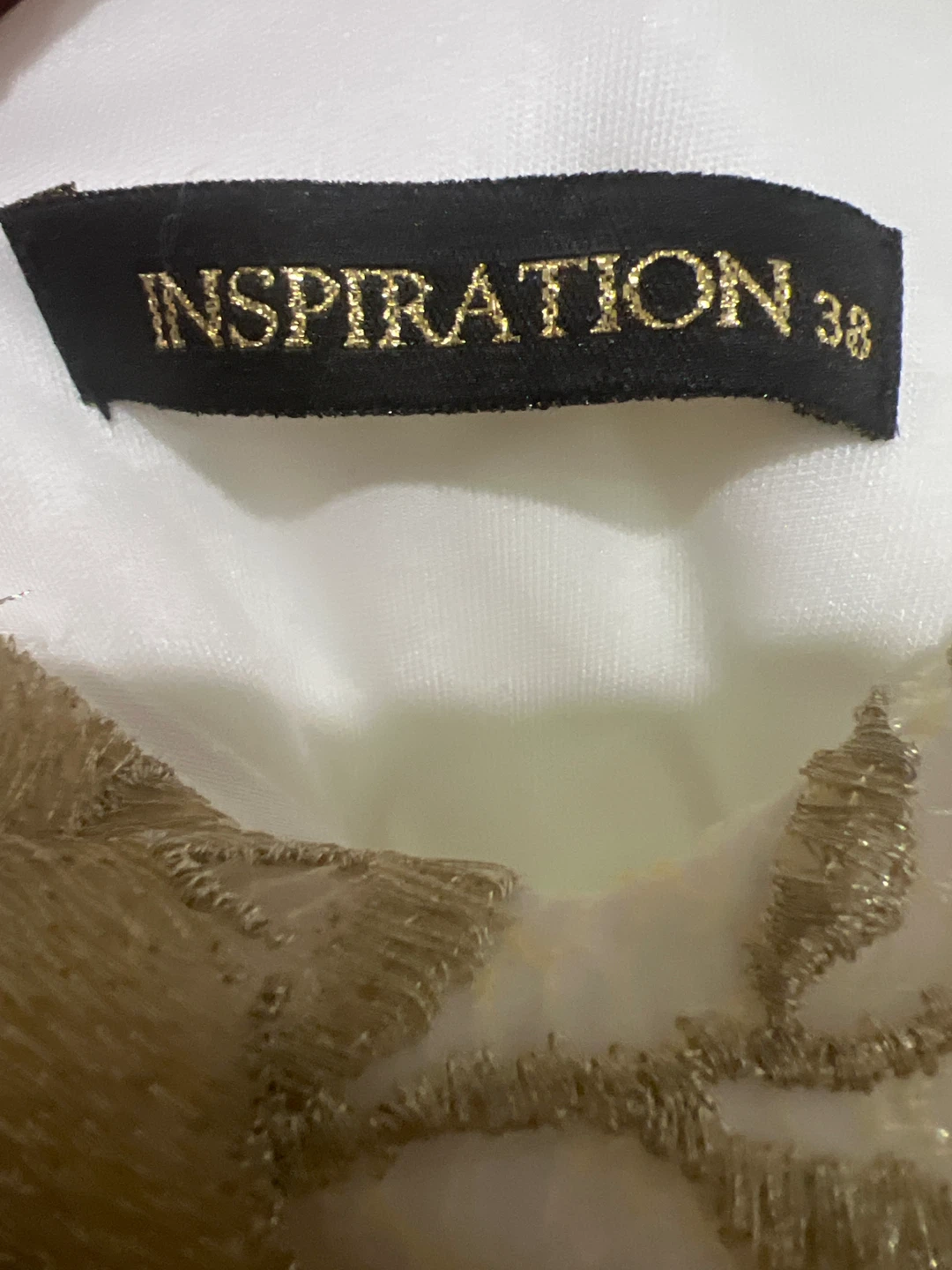 Inspiration White and Gold Formal Dress Size 38