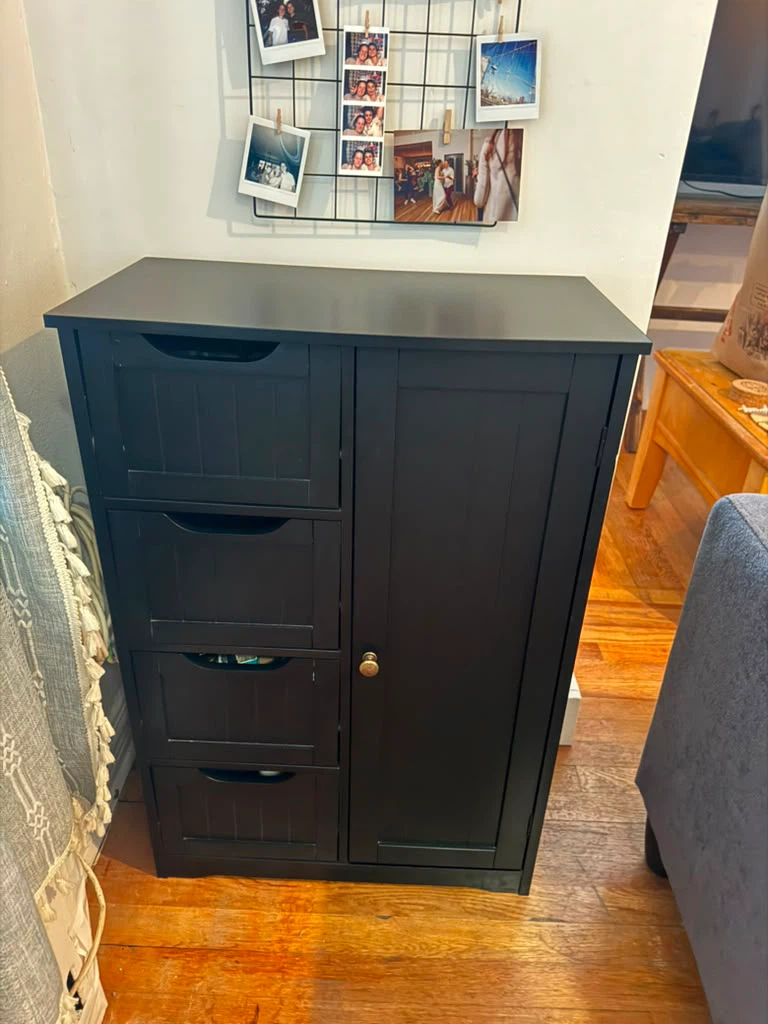 Black Storage Cabinet with Drawers
