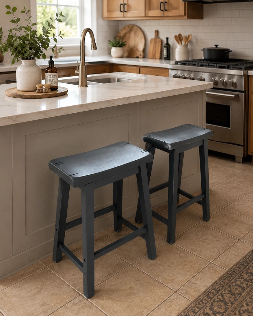 Set of 2 Dark Grey/ black Saddle Stools - photo 2