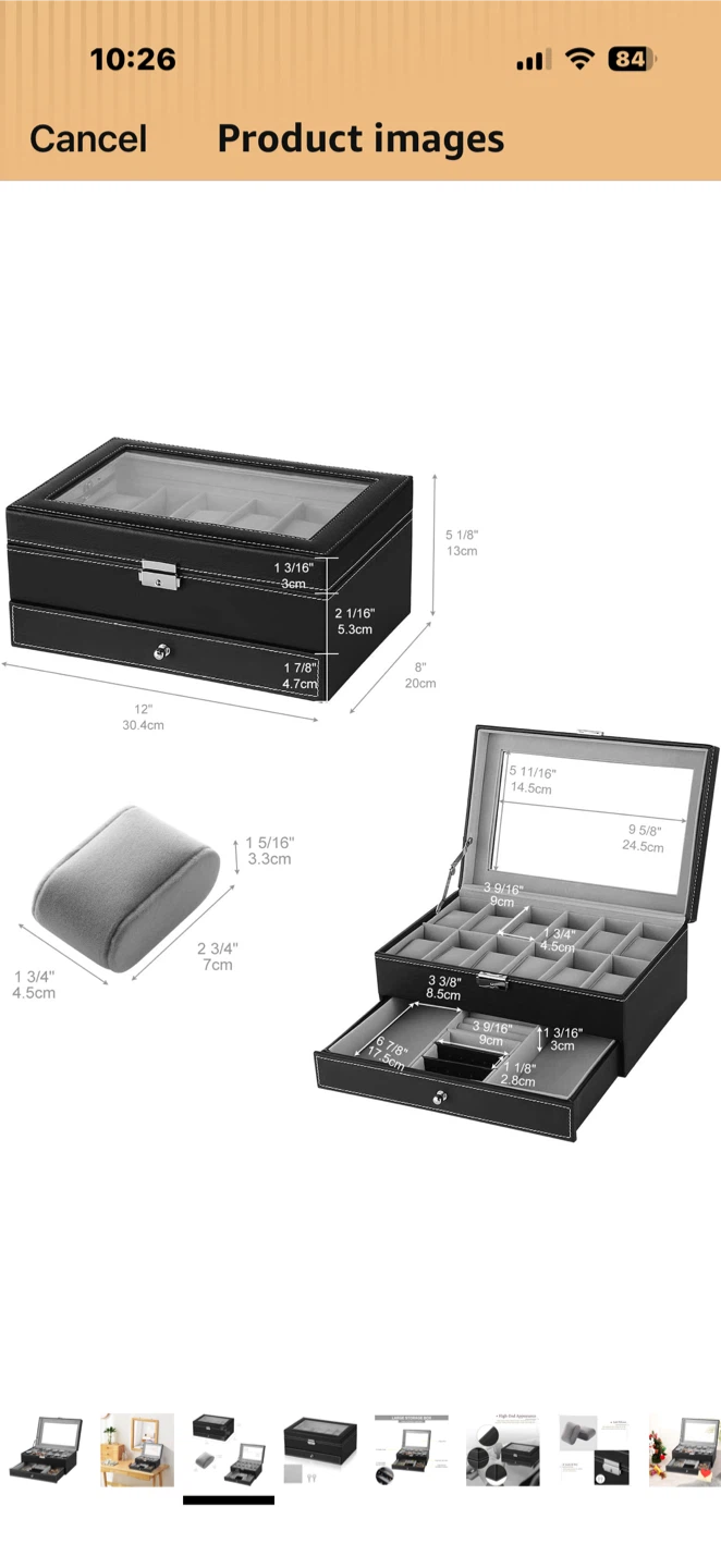 Black 12-Watch Display Case with Drawer - photo 4