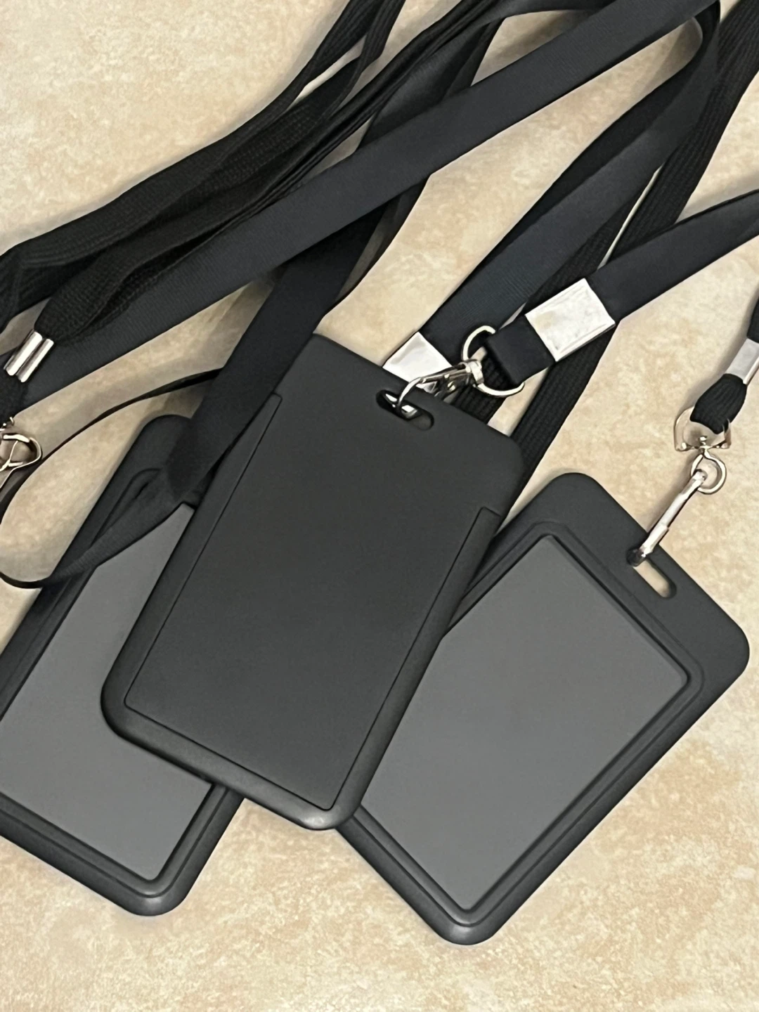 Set of 3 Black Lanyards with Badge Holders - photo 2
