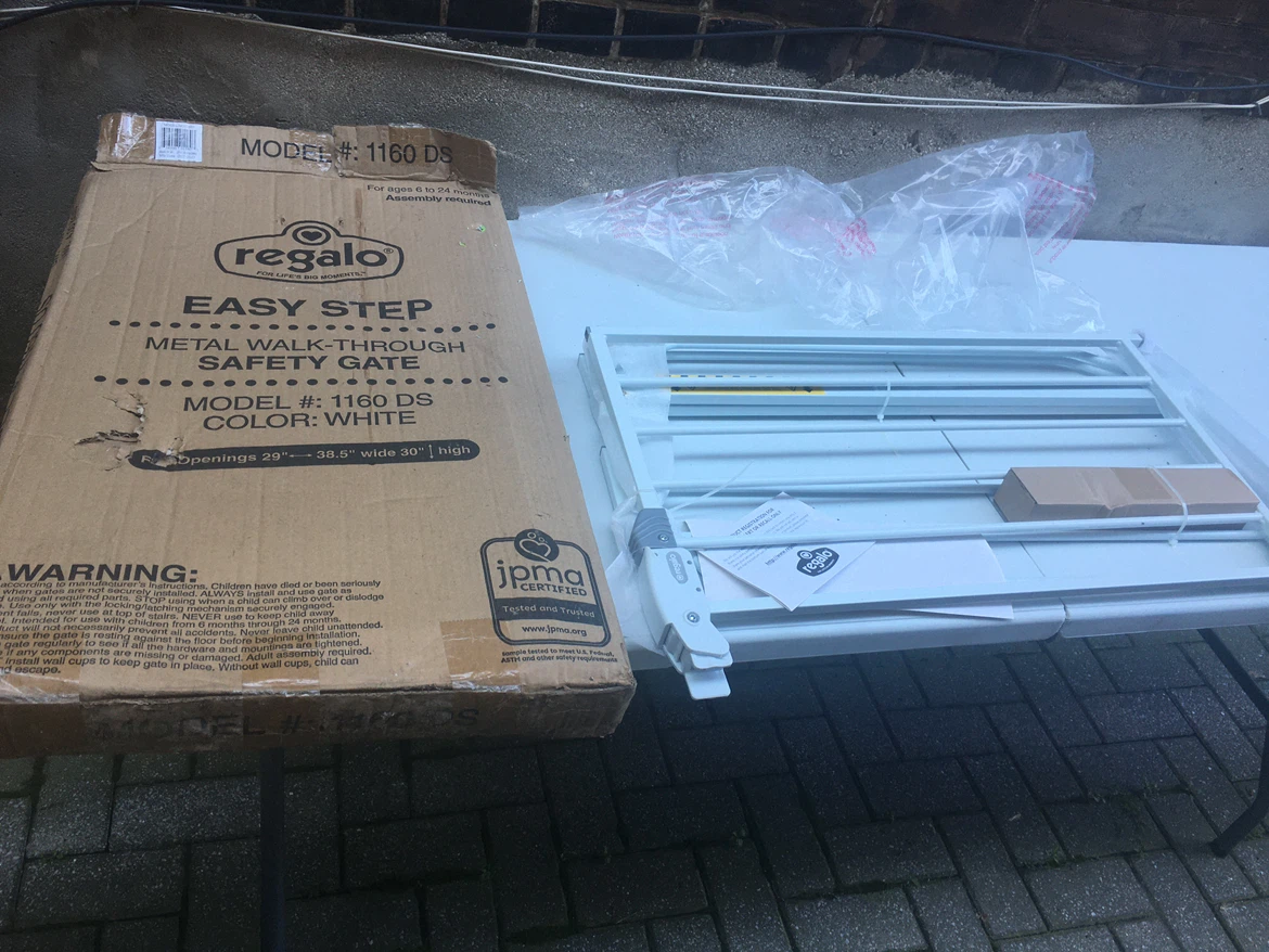 Regalo Easy Step Metal Walk-Through Safety Gate - White