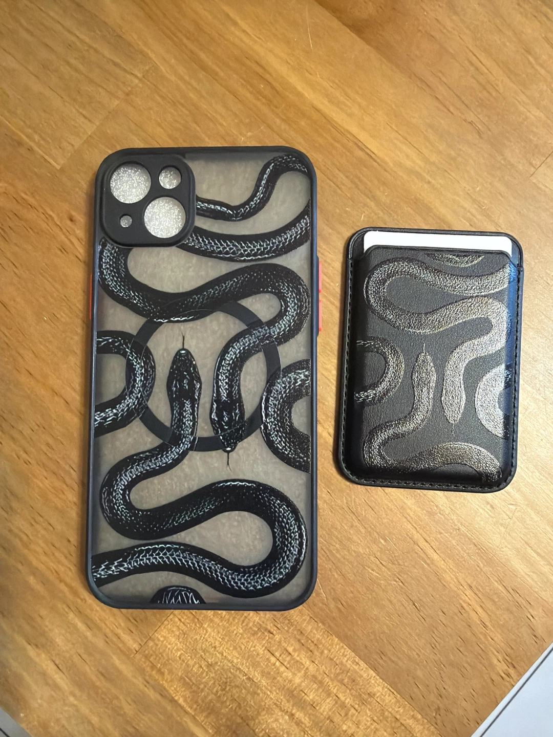 14 plus Phone Case with Snake Design and Wallet Attachment
