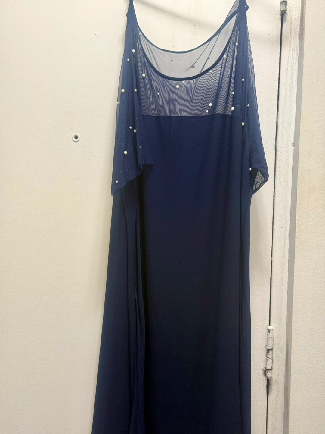 Navy blue mesh and pearl  dress (Nina Leopard)