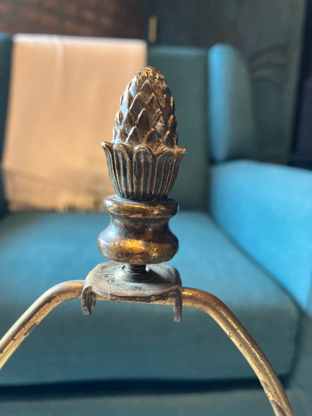 Vintage Brass and Marble Table Lamp - photo 3