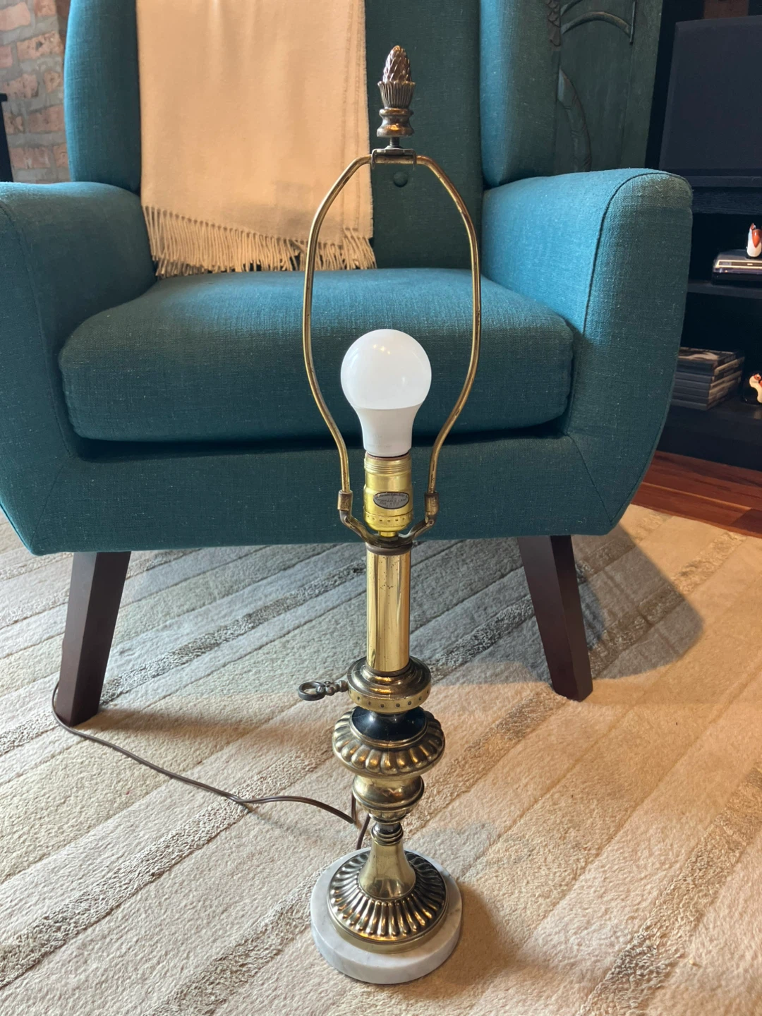Vintage Brass and Marble Table Lamp - photo 2