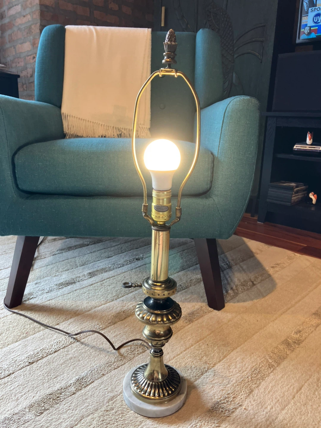 Vintage Brass and Marble Table Lamp