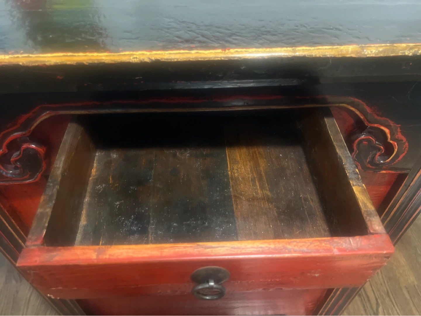 Vintage Red and Black Cabinet with Drawer - photo 3