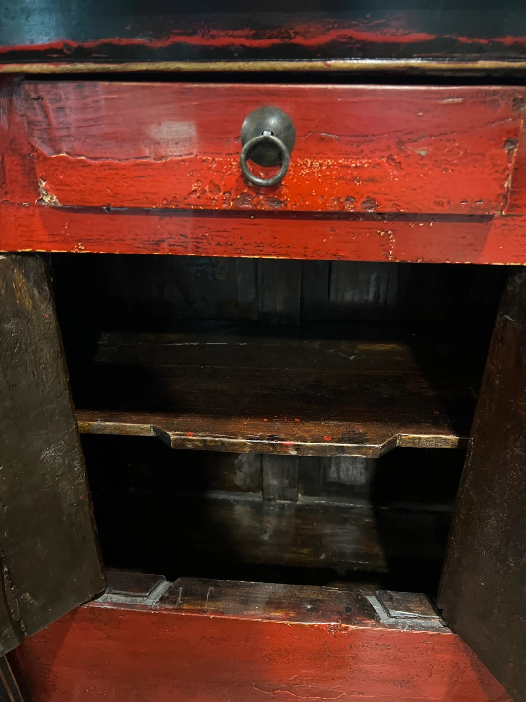 Vintage Red and Black Cabinet with Drawer - photo 4