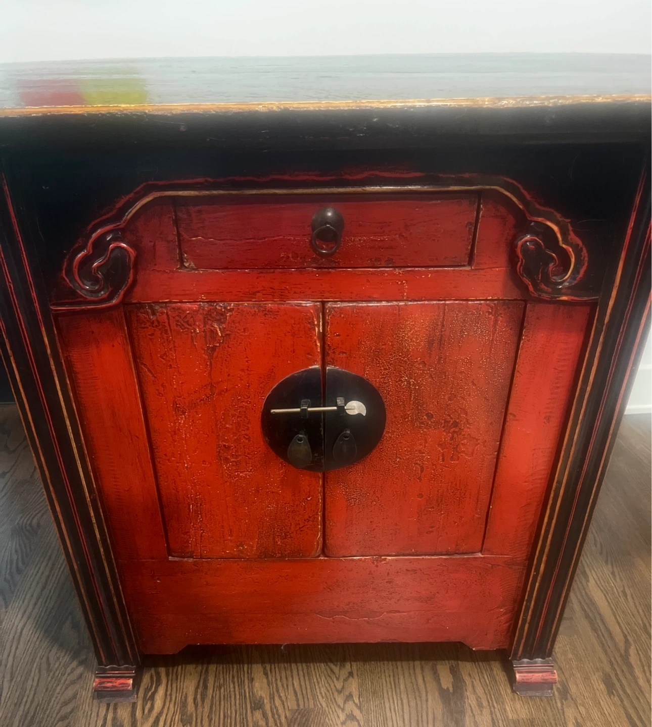 Vintage Red and Black Cabinet with Drawer - photo 2
