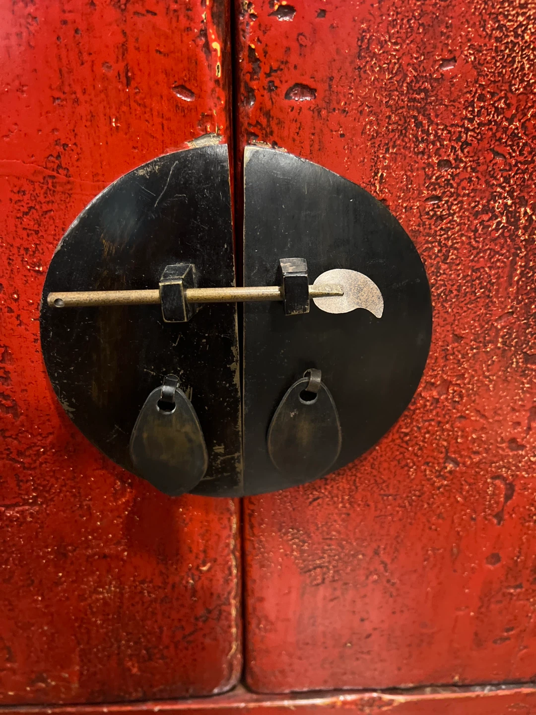 Vintage Red and Black Cabinet with Drawer - photo 5