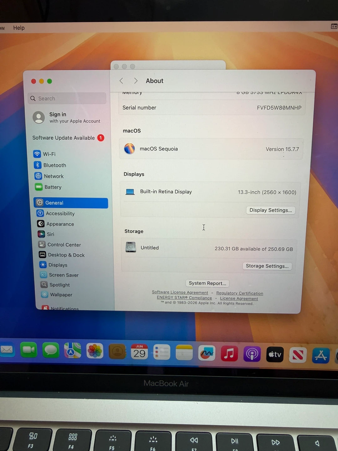 MacBook Air 13” 2020/8GB RAM/256GB SSD/Fully Functional - photo 3