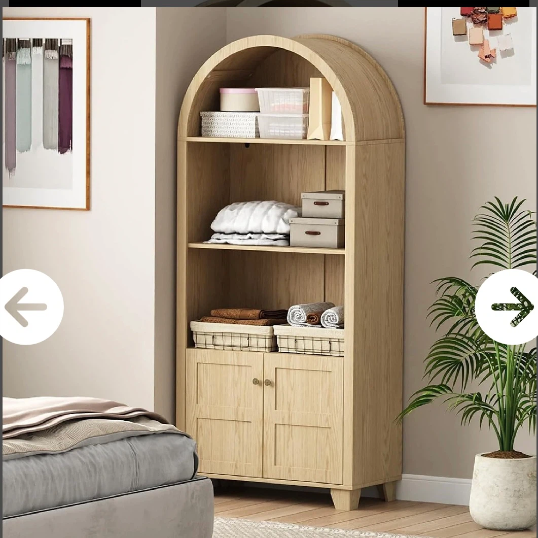 Seedayhome 3 Tier Arch Bookshelf with Cabinet
