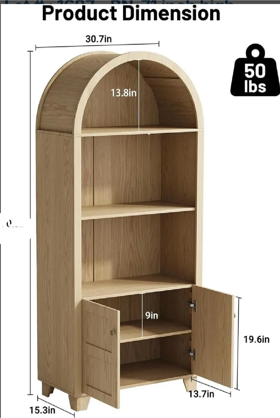 Seedayhome 3 Tier Arch Bookshelf with Cabinet - photo 3