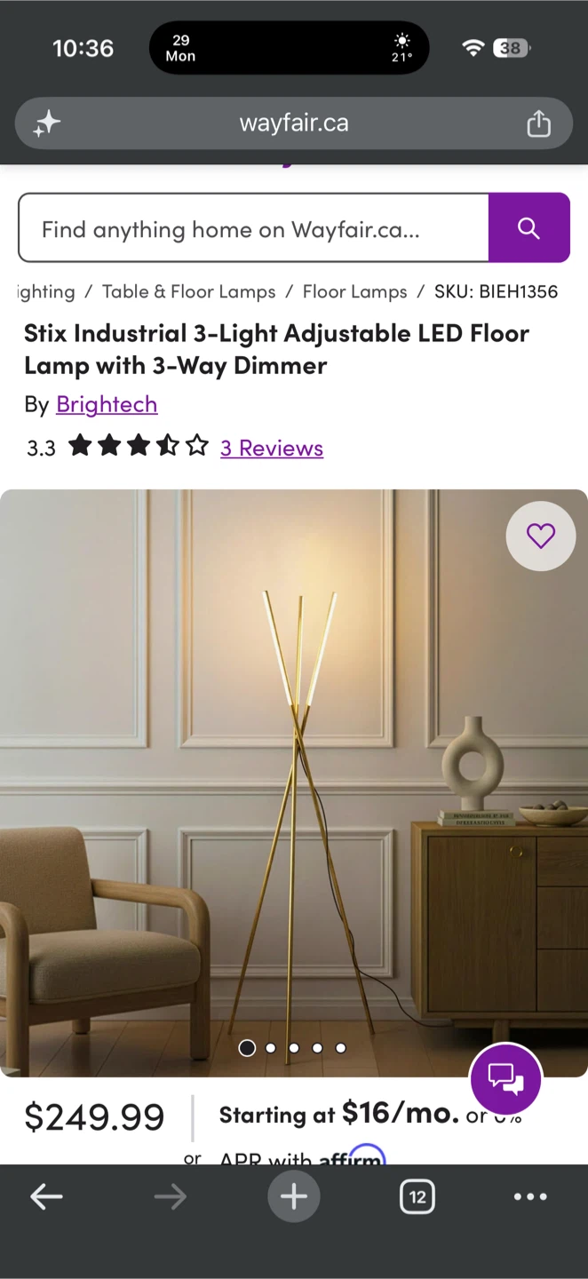 Stix LED Tripod Floor Lamp For Living Room - photo 3