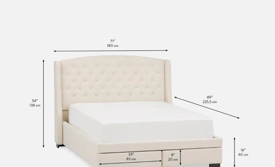 Bed Queen (beige) with storage - photo 2