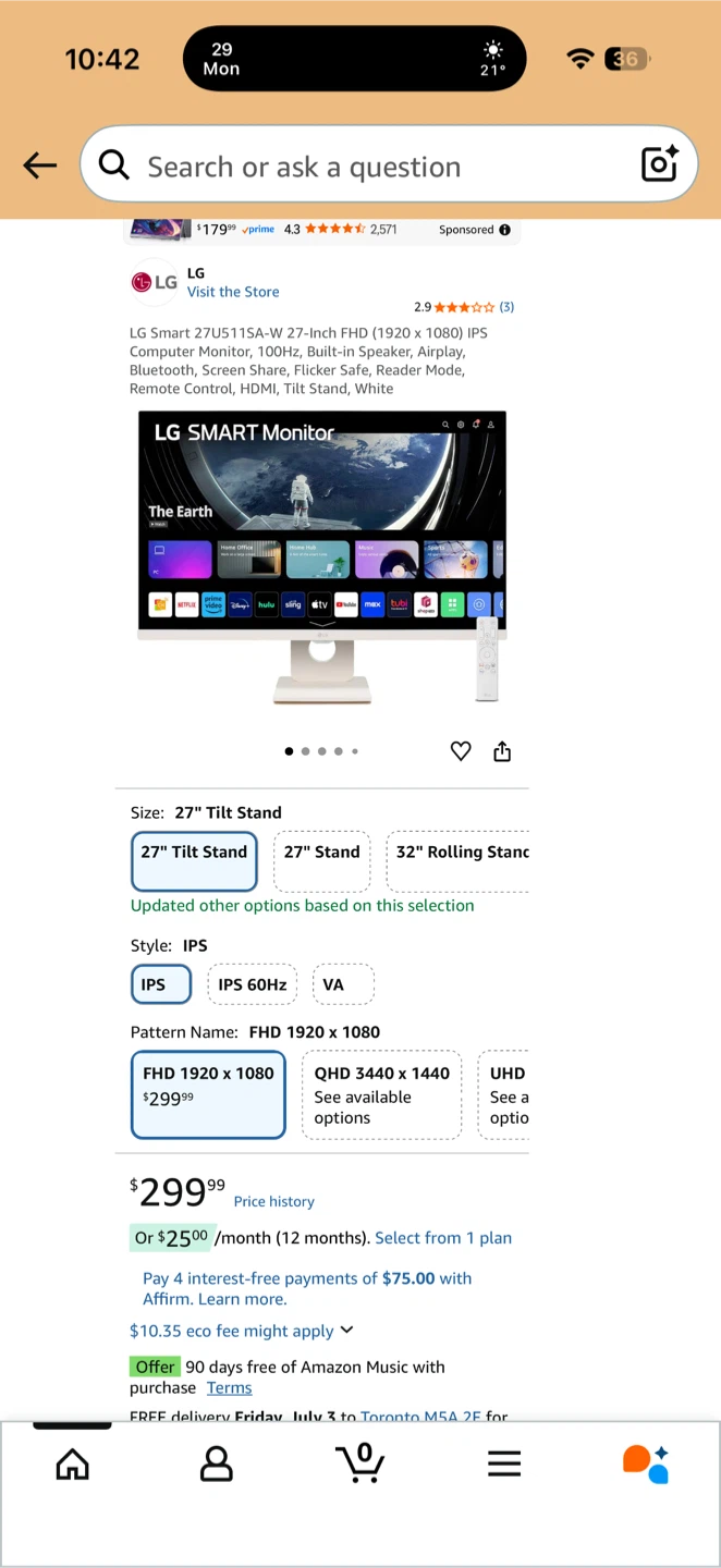 LG 27” Full HD Smart Monitor (27SR50F) with Remote | webOS | IPS - photo 4