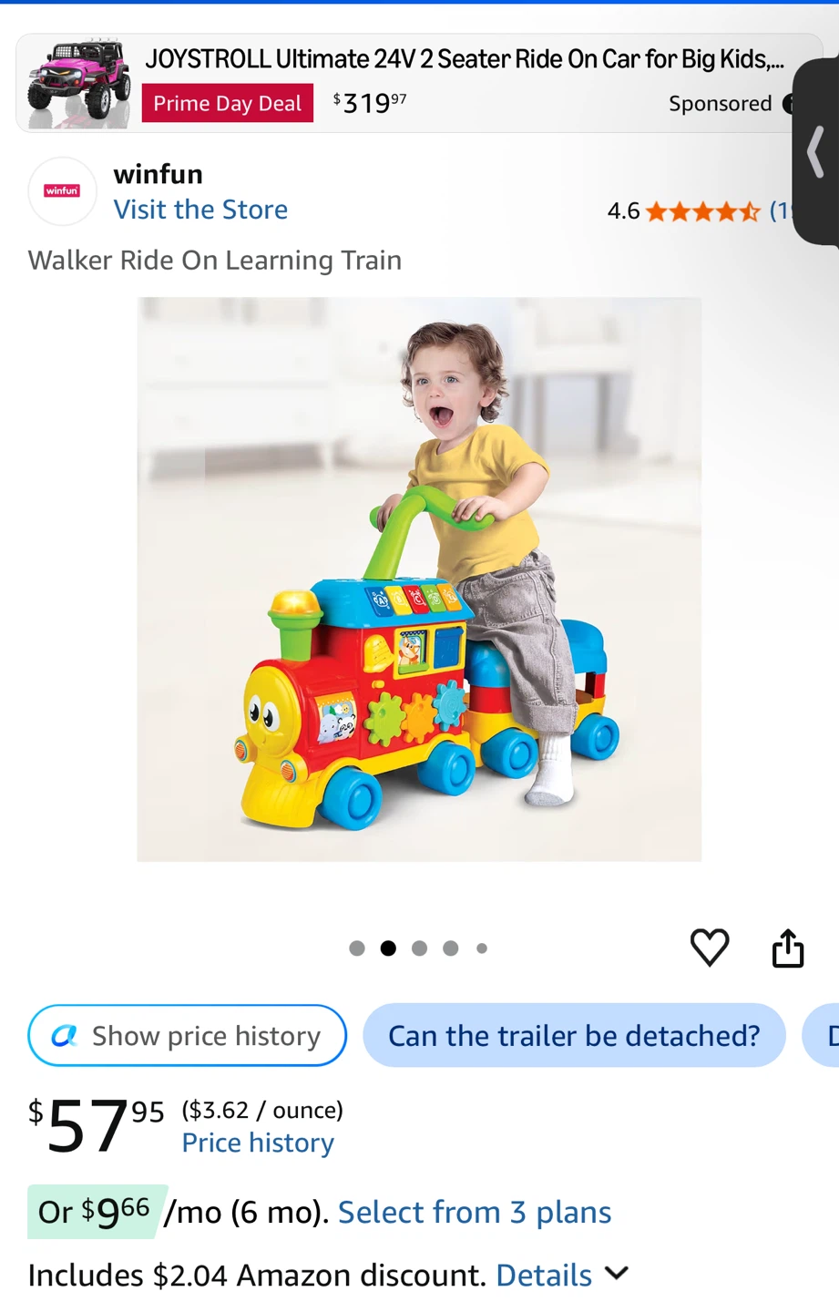 Winfun walker ride on learning train - photo 2