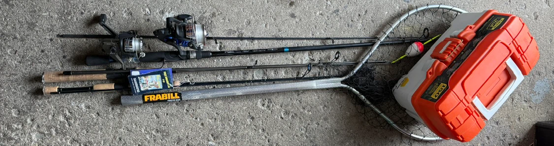 Fishing Rods, Tackle Box, and Net Bundle - photo 2