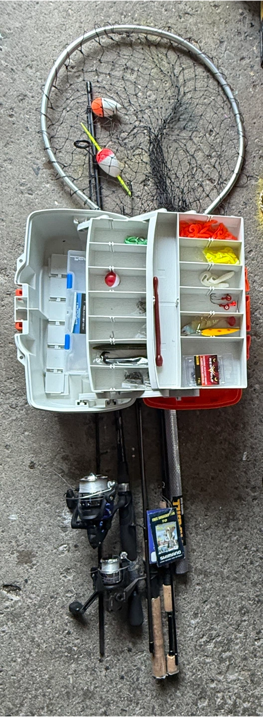 Fishing Rods, Tackle Box, and Net Bundle - photo 3