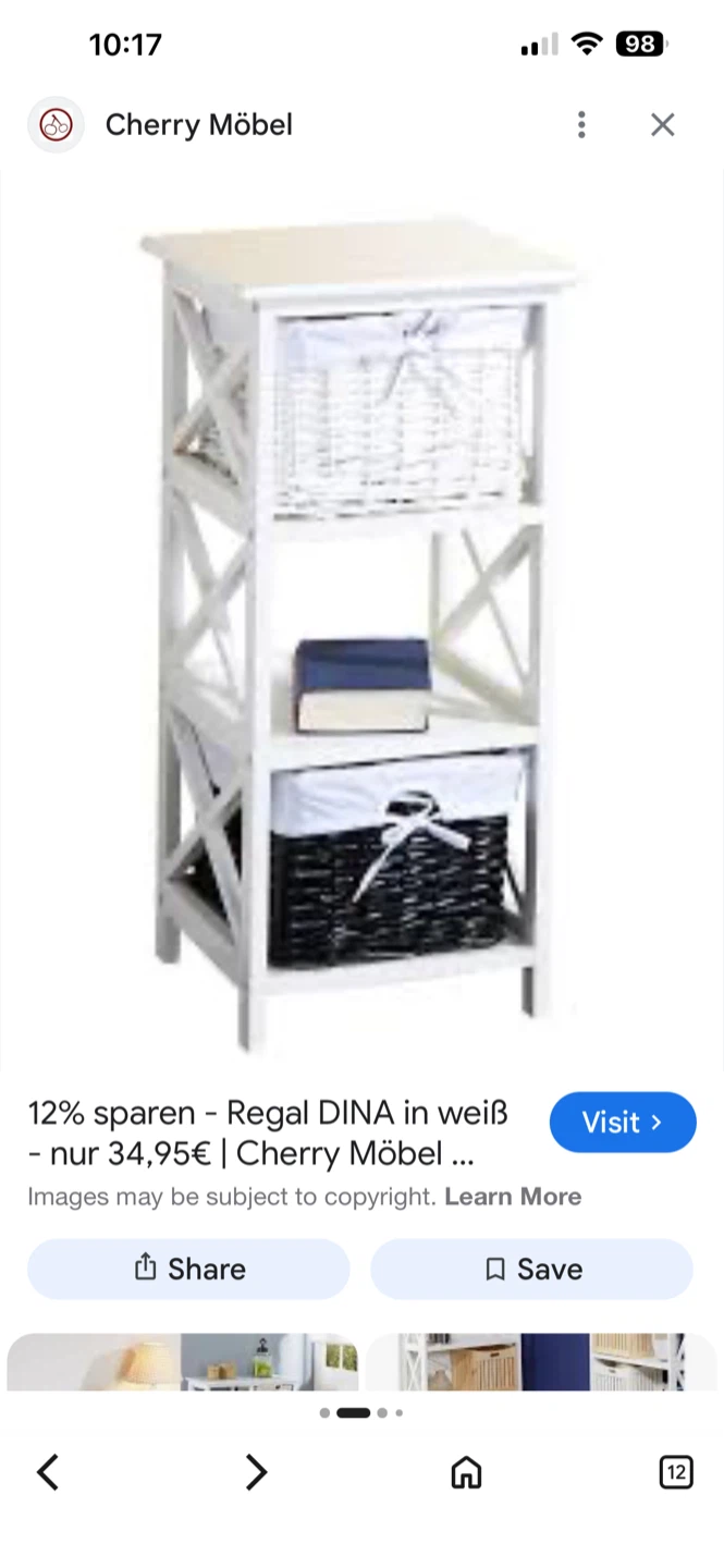 White Wood Storage Shelf with Baskets - photo 4