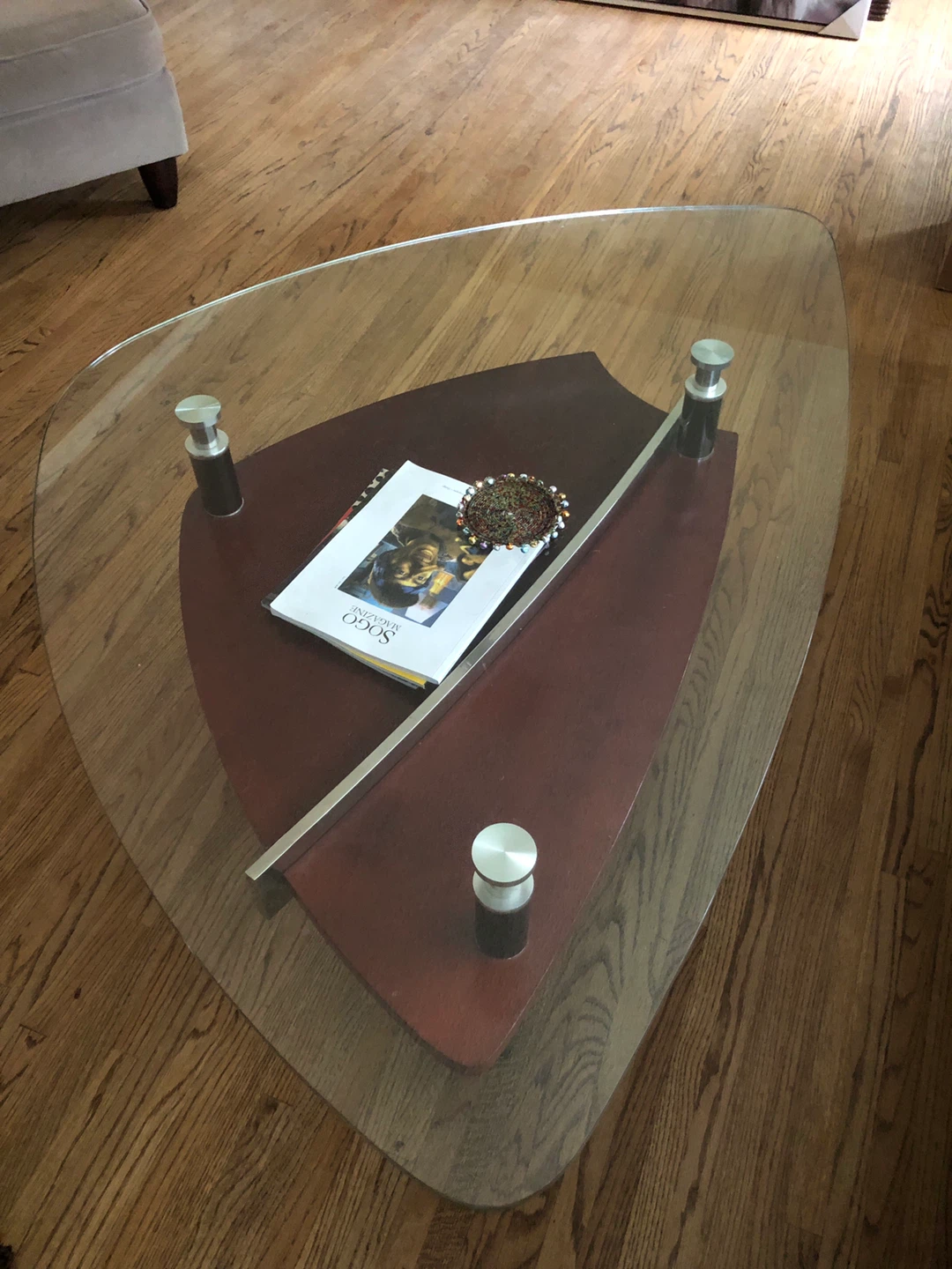 Glass top mid modern century design coffee table