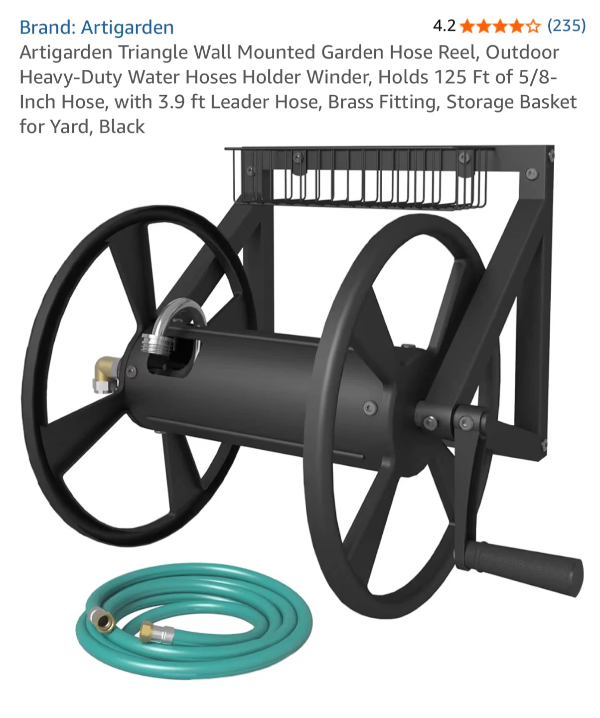 Artigarden Wall Mounted Hose Reel 3.9 ft