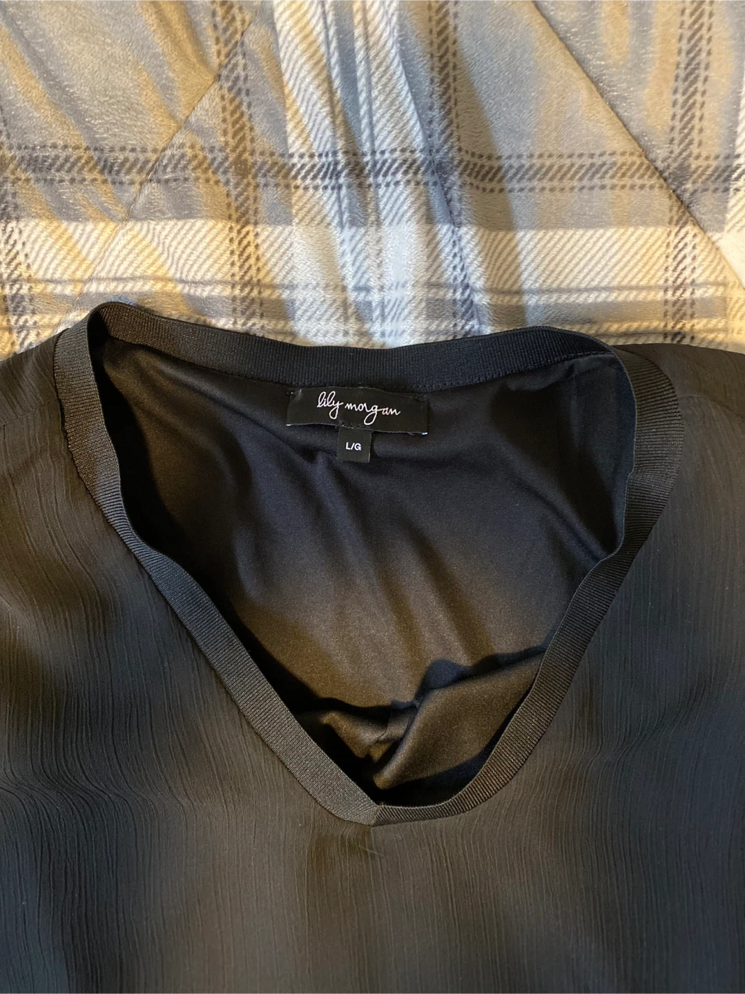 Womens Black Sheer Blouse Size Large - photo 2