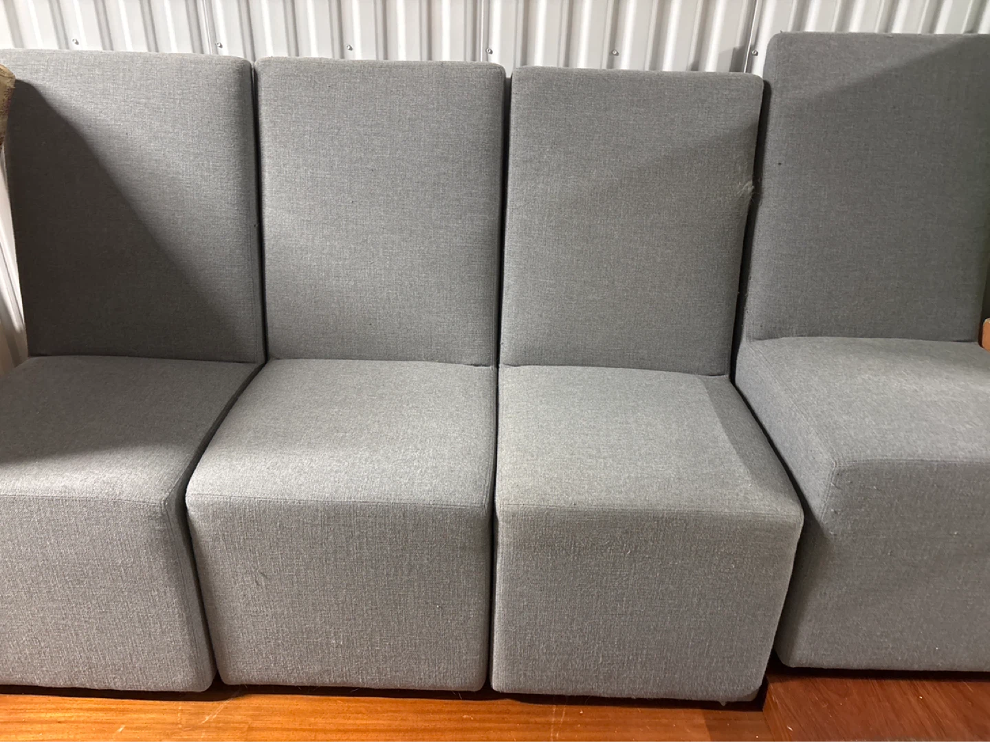 Set of 4 Gray Modular Upholstered Chairs
