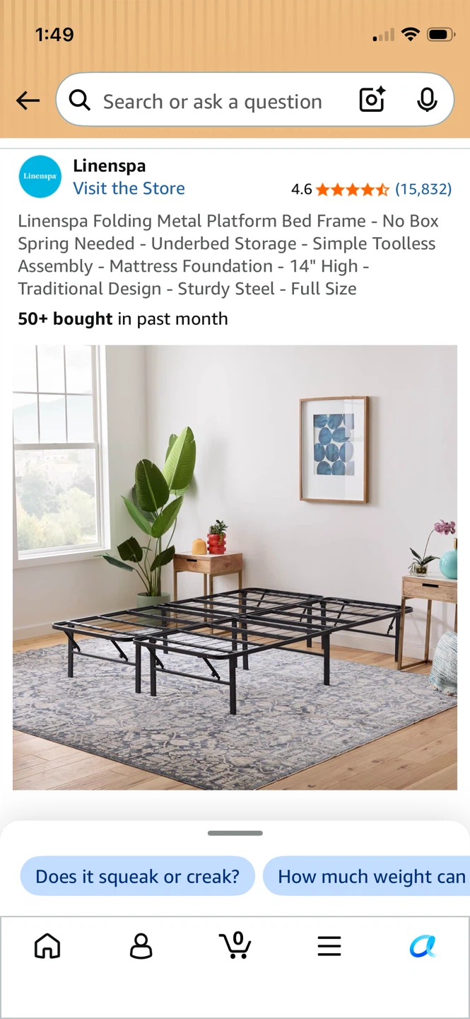 Linenspa Folding Metal Platform Bed Frame - Full Size - photo 2