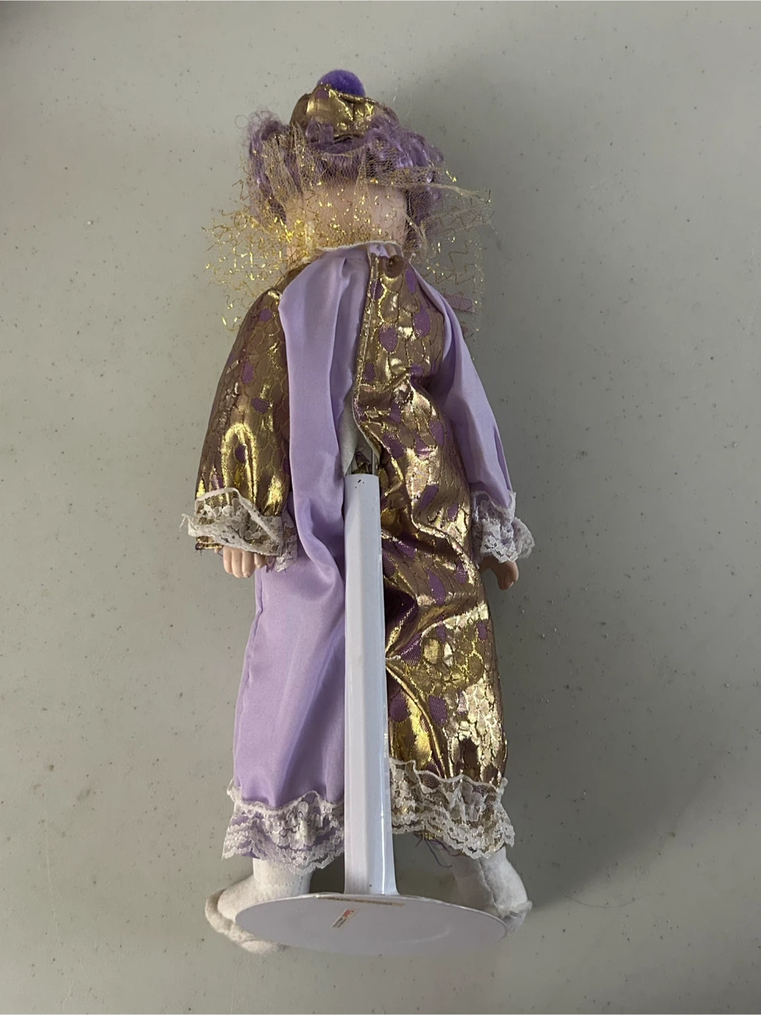 Porcelain Clown Collector’s Doll with Purple & Gold Outfit - photo 2