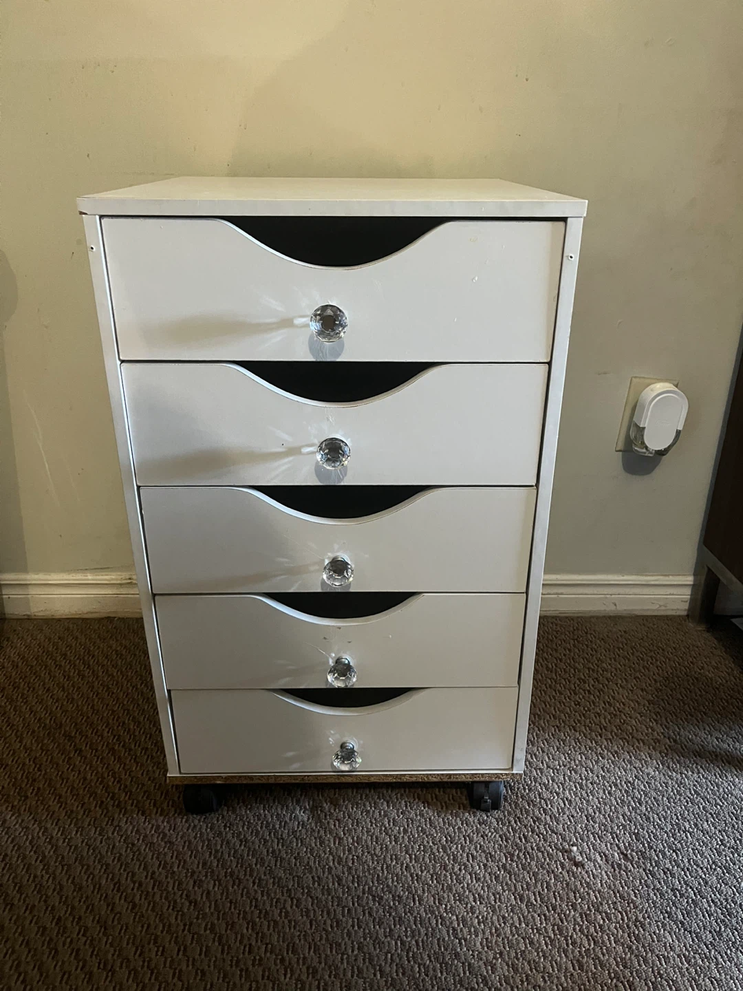 White 5-Drawer Rolling Storage Unit