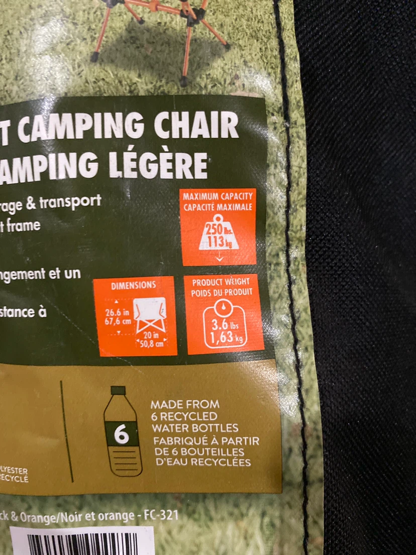 Ozark Trail Lightweight Camping Chair - Black & Orange - photo 2