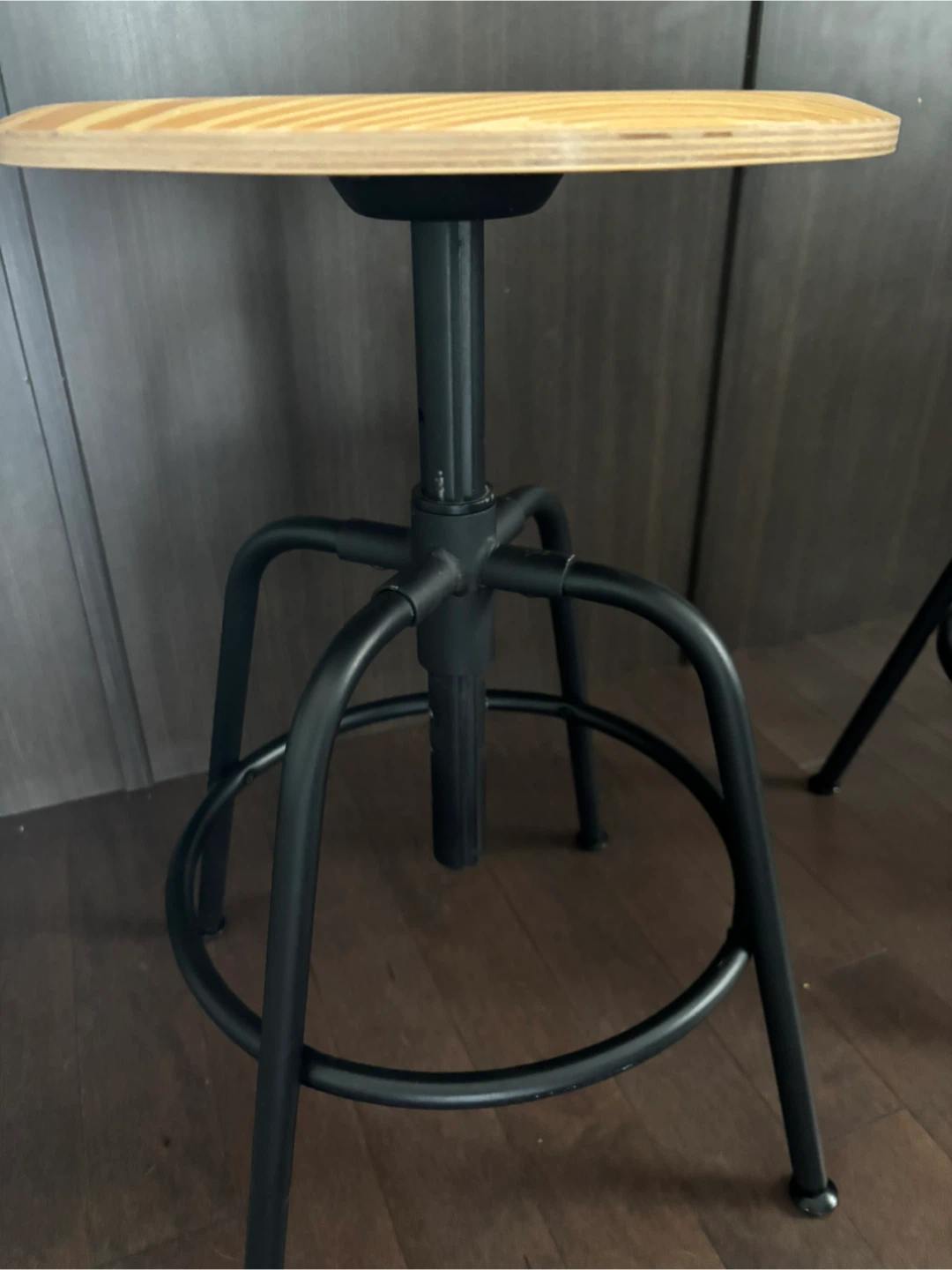 Set of 3 Adjustable Wood and Metal Bar Stools - photo 3