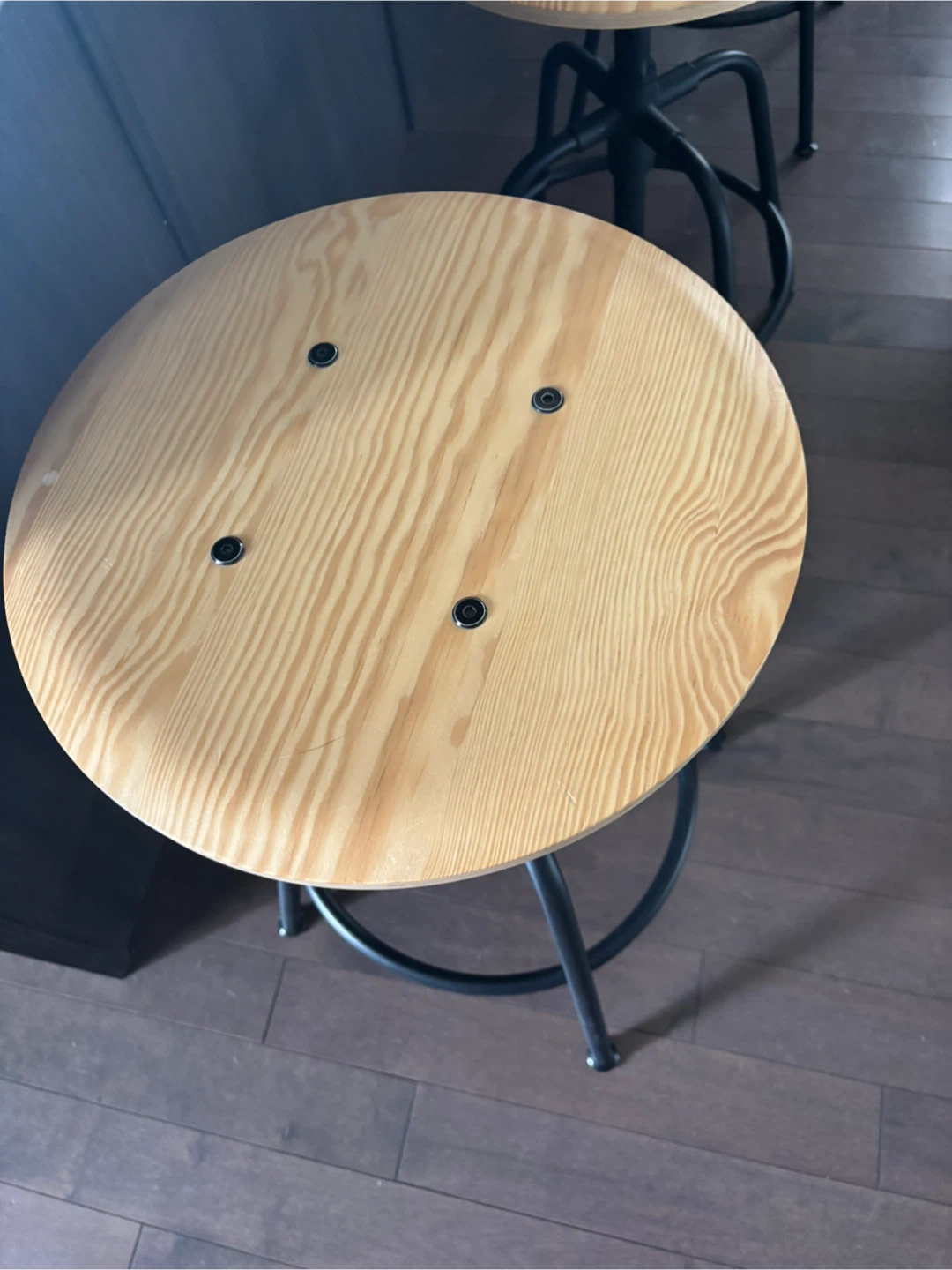 Set of 3 Adjustable Wood and Metal Bar Stools - photo 4