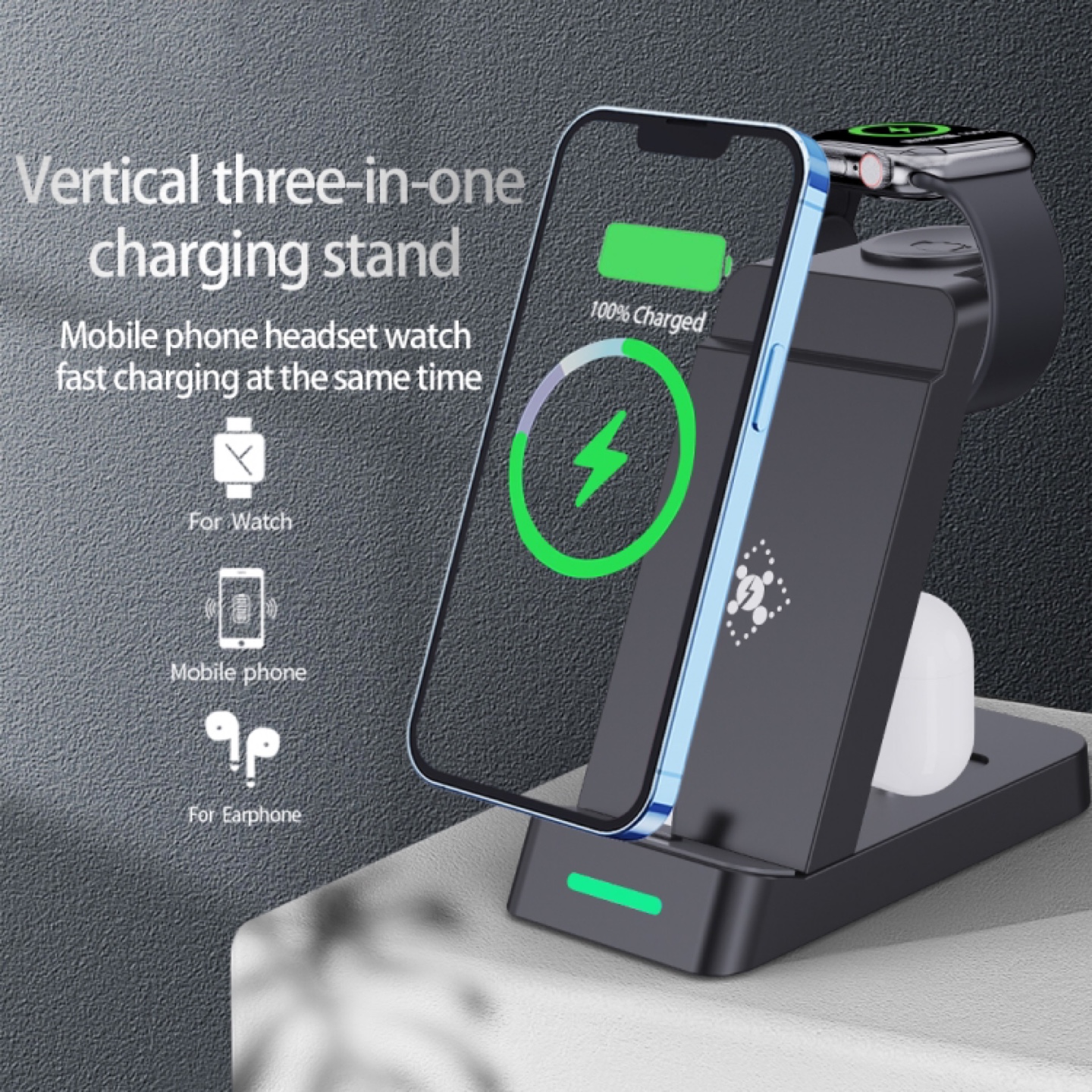 3 in 1  Wireless Fast Charger for Phone, Watch, Earbuds - photo 4