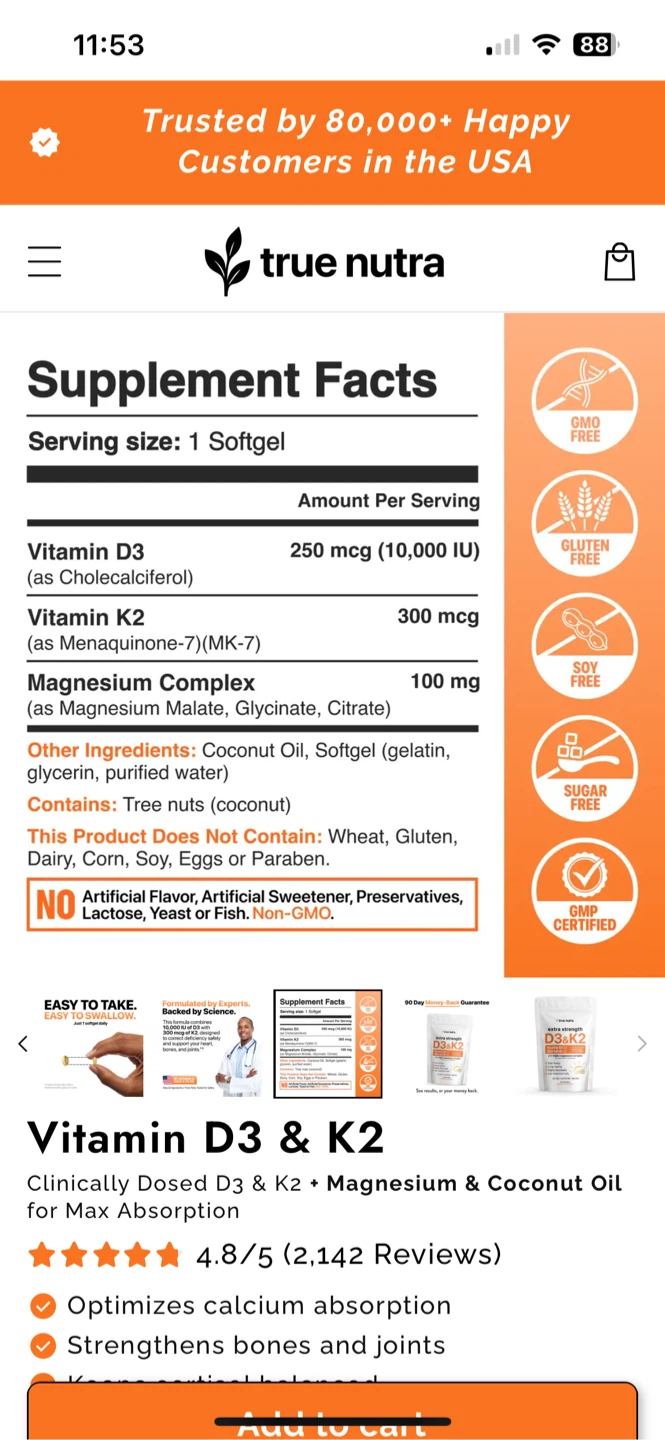 New Sealed True Nutra Extra Strength D3 & K2 - photo 4