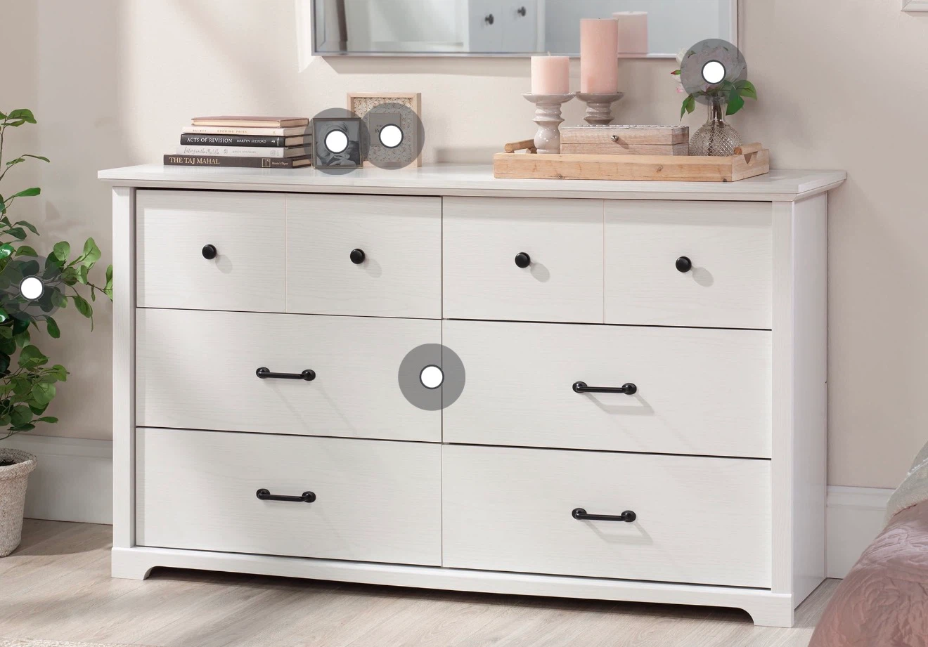 Mainstays Harrington 6 Drawer Dresser, White Wood Finish