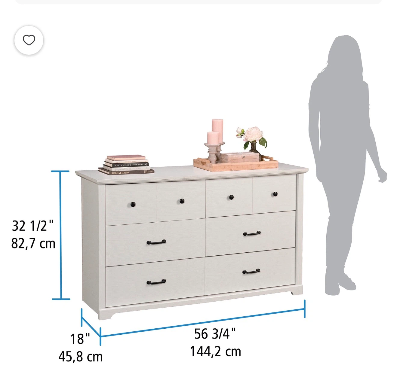Mainstays Harrington 6 Drawer Dresser, White Wood Finish - photo 3